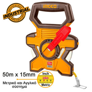 Ingco Μετροταινία Filbreglass, Ανοιχτού Τύπου, 50m (50mx15mm) - HFMT1850