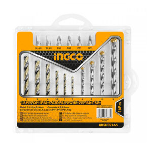 Ingco Σετ Τρυπάνια Και Μύτες (16 τεμ) - AKSDB9165