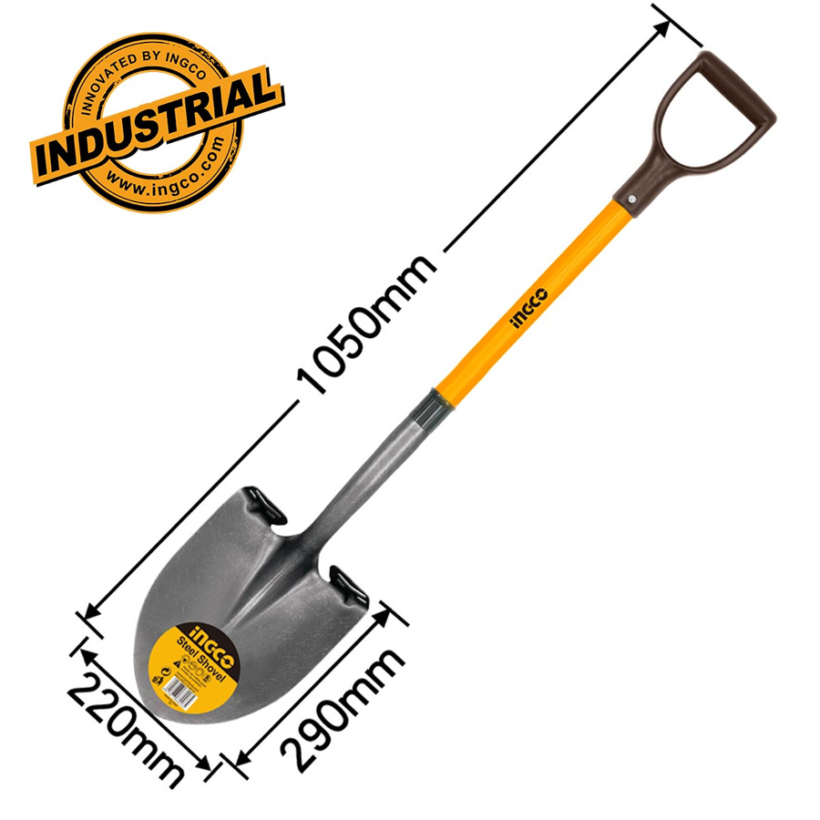 Ingco Φτυάρι Ατσάλινο Πτυολαβής με Πλαστικό Στυλιάρι (στρογγυλό, 1050mm) - HSSLH1214