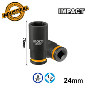 Ingco Εξάγωνο Καρυδάκι Μακρύ Impact-Αέρος 1/2" (24mm) - HDIS12242L