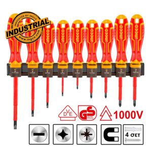 Ingco Σετ Κατσαβίδια Ηλεκτρολόγου VDE με Μόνωση (9 Τεμ) - HKISD0908