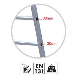 Alternative view of GeHock Σκαλωσιά Αλουμινίου Αναδιπλούμενη, 3 σε 1 (διπλή, 7+7 Σκαλοπάτια) - GH 617007